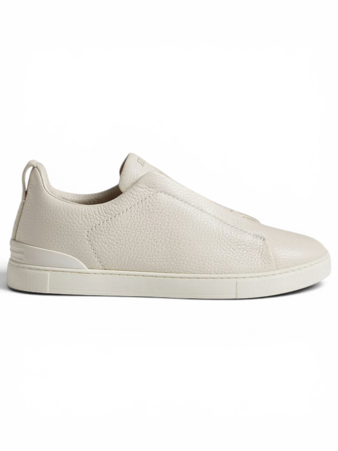 Zegna White Deerskin Triple Stitch Sneakers White