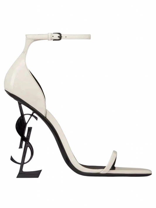 Yves Saint Laurent Opyum White Sandals Black Heel