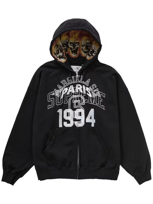 Supreme MM6 Maison Margiela Zip Up Hooded Sweatshirt Black