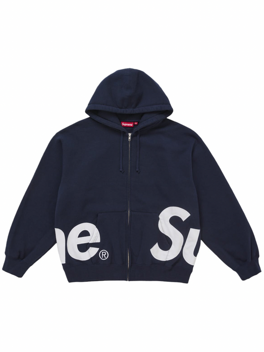 Supreme Big Logo Zip Up Hooded Sweatshirt Navy