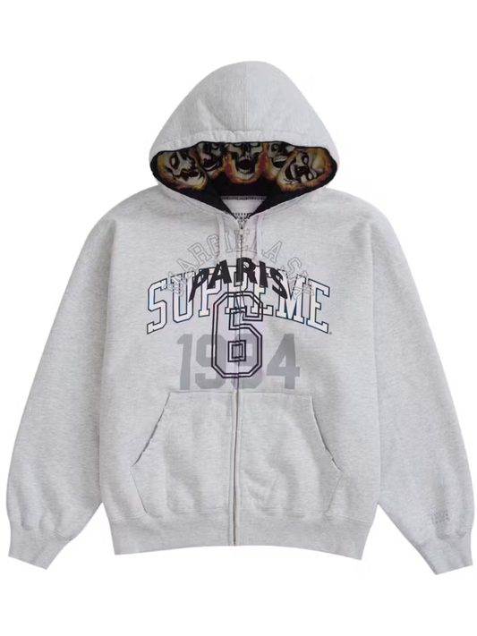 Supreme MM6 Maison Margiela Zip Up Hooded Sweatshirt Gray