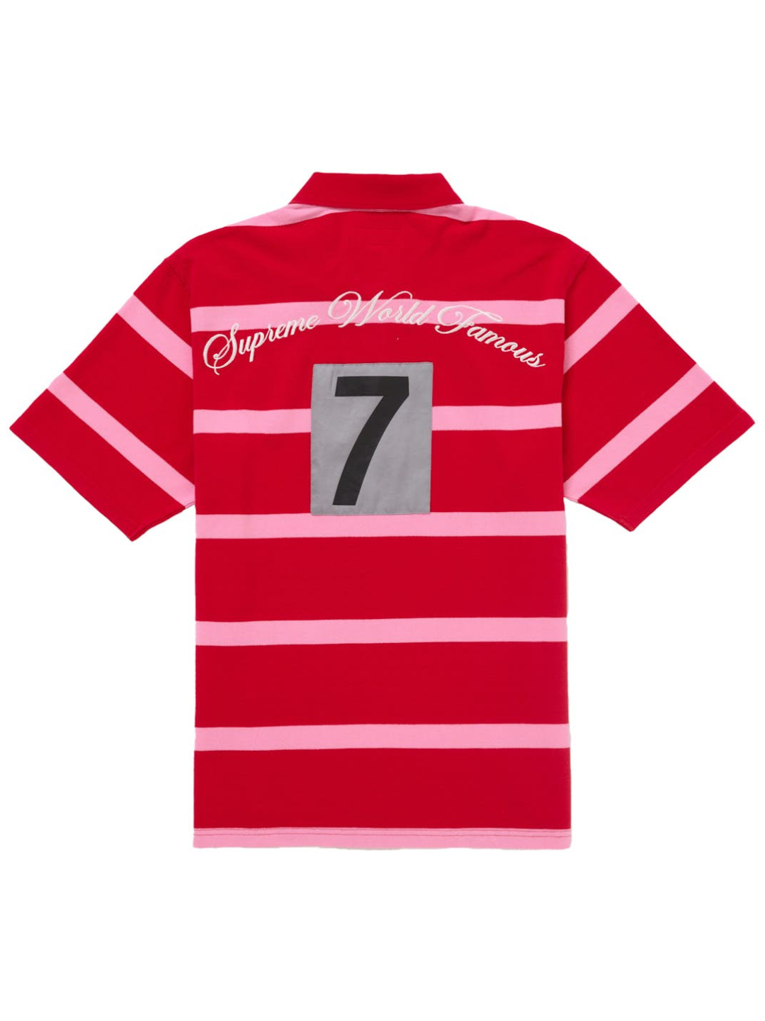 Supreme Cursive Polo Red Stripe