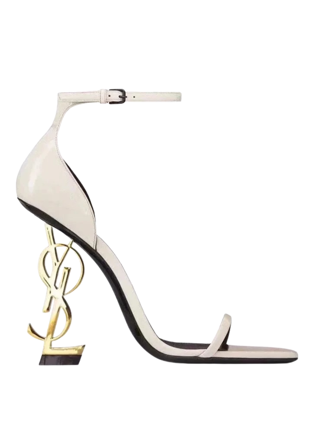 Yves Saint Laurent Opyum White Sandals Gold Heel