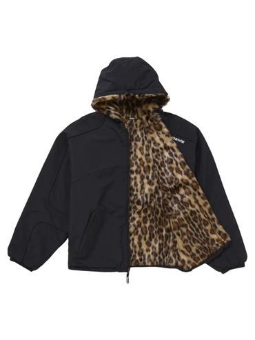 Supreme Faux Fur Reversible Hooded Track Jacket Black