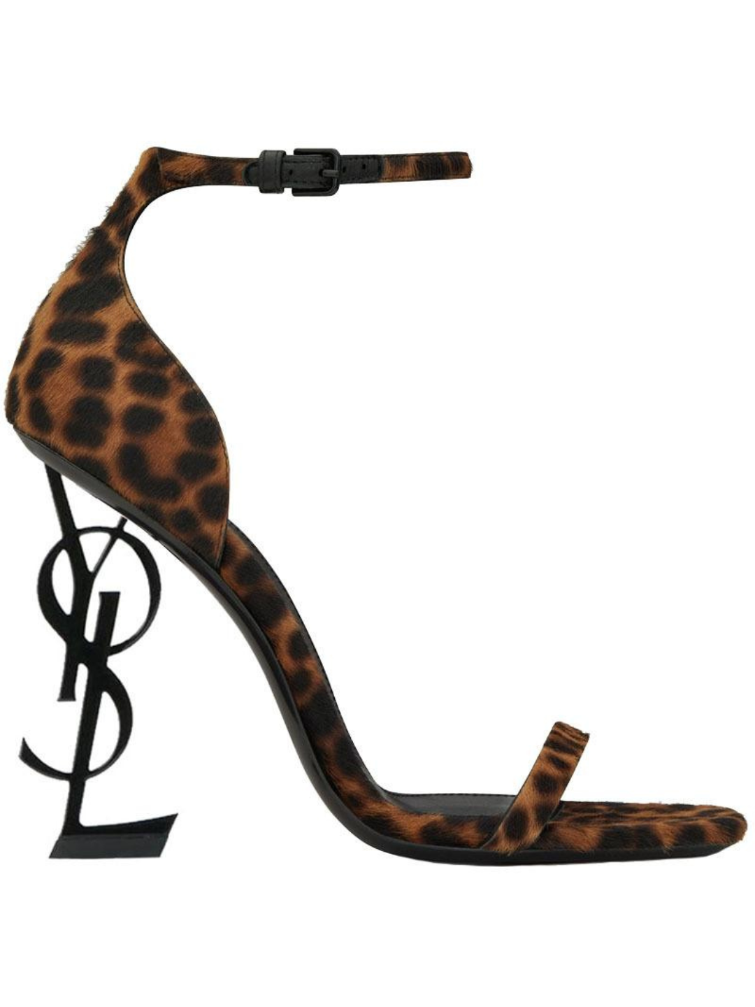 Yves Saint Laurent Opyum Leopard Sandals Black Heel