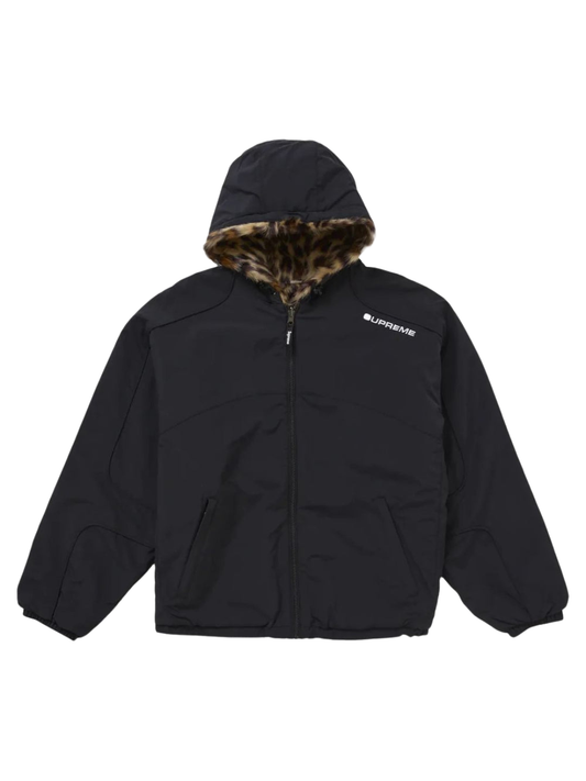 Supreme Faux Fur Reversible Hooded Track Jacket Black
