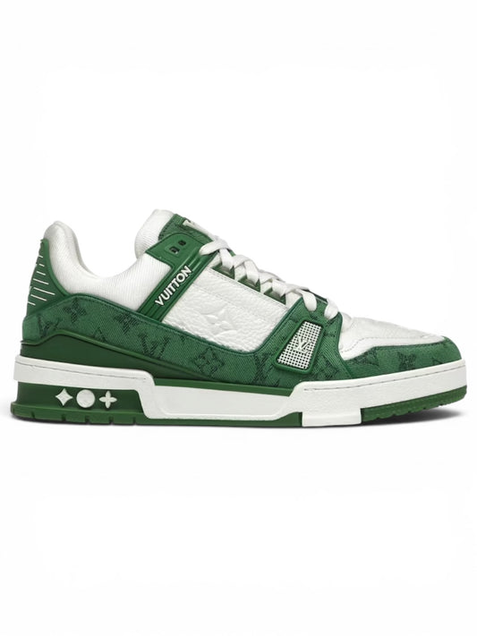 Louis Vuitton Sneakers Green Monogram Denim White