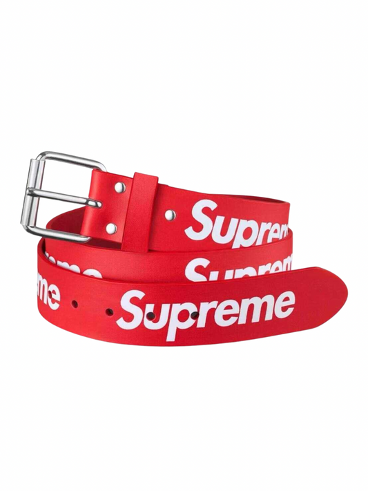 Supreme Repeat Leather Belt Red