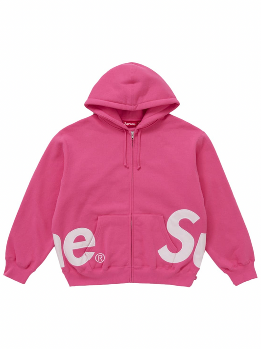 Supreme Big Logo Zip Up Hooded Sweatshirt Pink