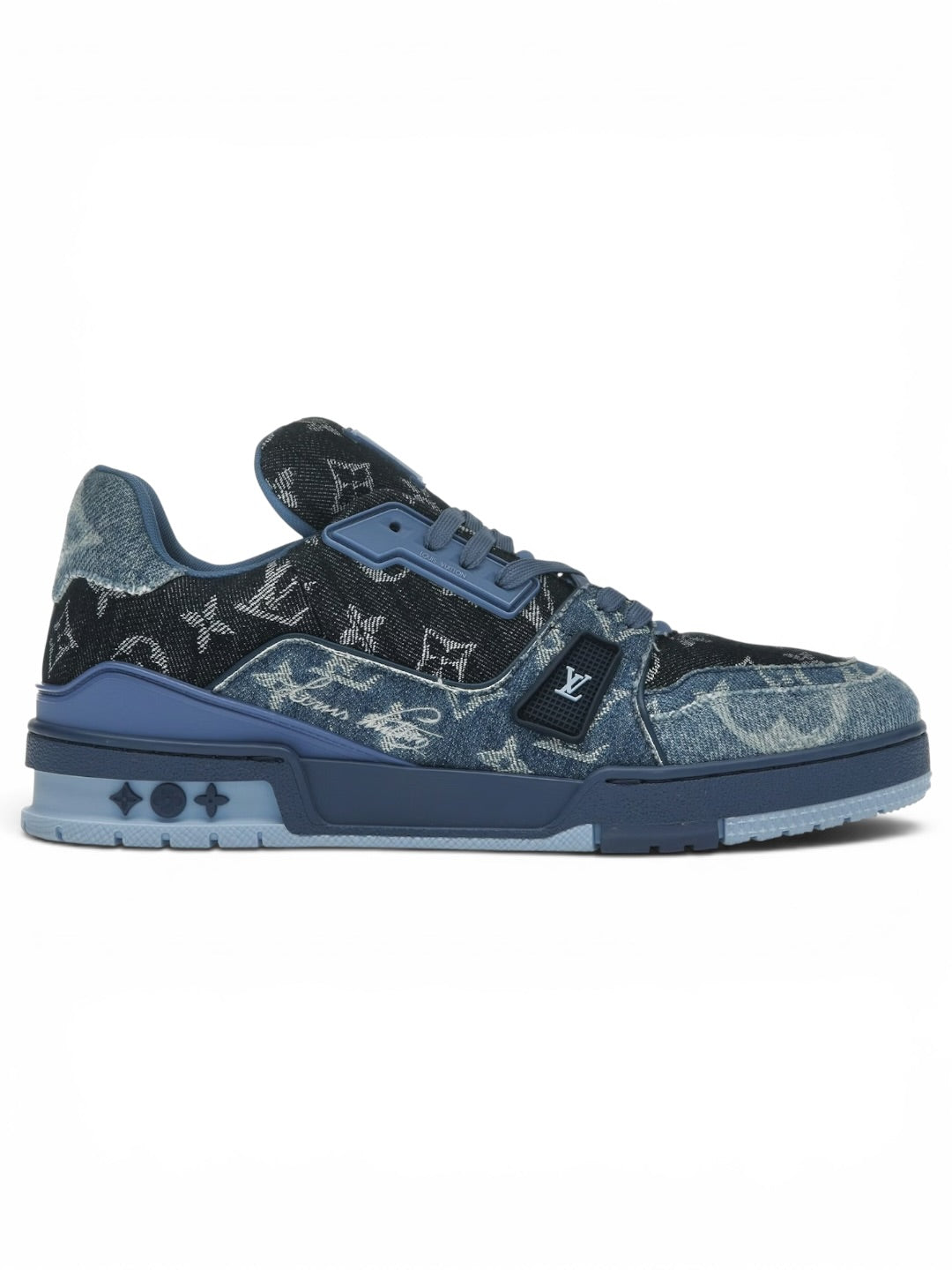 Louis Vuitton LV Trainer Blue Patchwork Monogram Denim