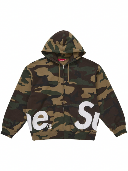 Supreme Big Logo Zip Up Hooded Sweatshirt Camouflage