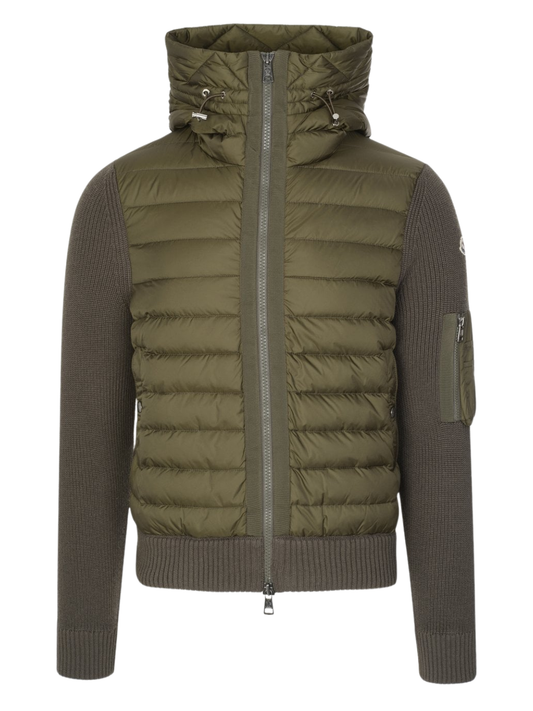 Moncler Padded Wool Cardigan Green