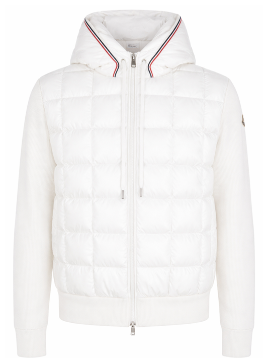 Moncler Quilted Shell Down Hooded Cardigan White