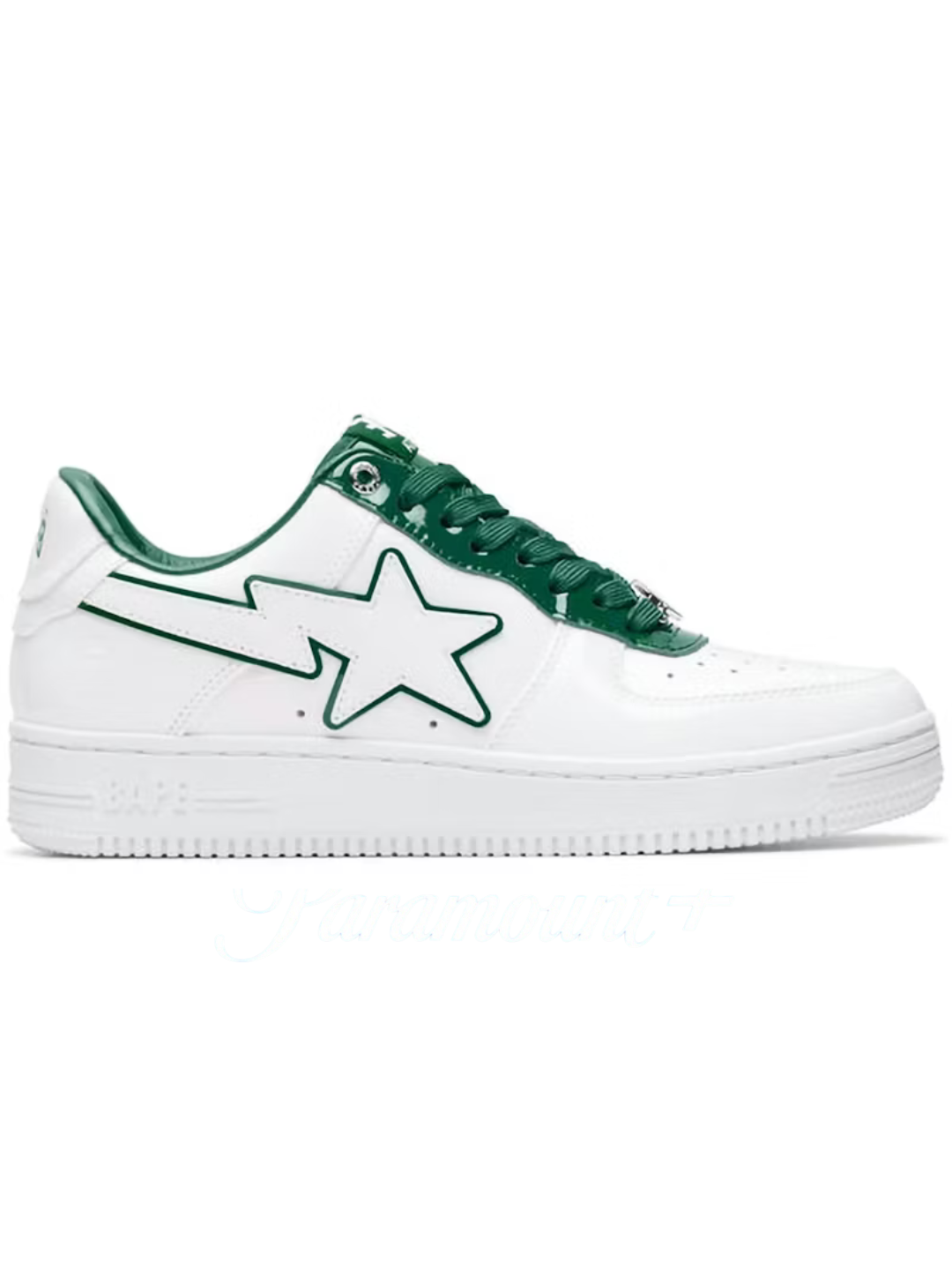 A Bathing Ape BAPE Sta Low Patent Leather White Green