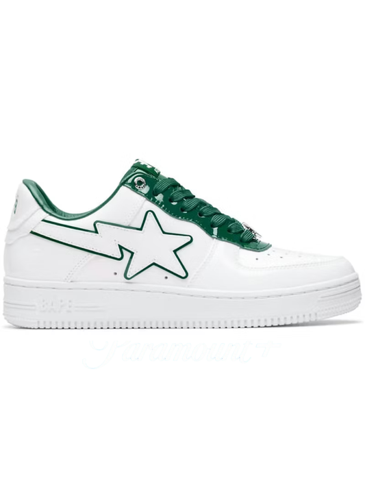A Bathing Ape BAPE Sta Low Patent Leather White Green