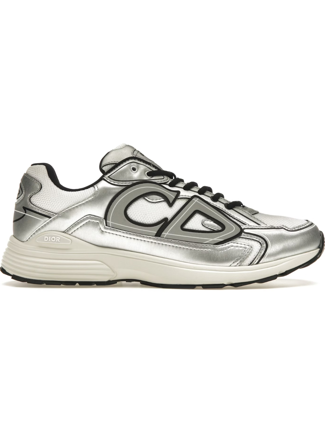 Dior B30 White Mesh Silver Tone Metallic Calfskin