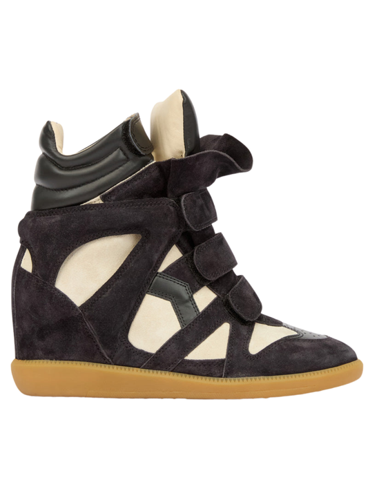 Isabel Marant Bekett Faded Black Chalk Leather Upper With Rubber Gum Sole