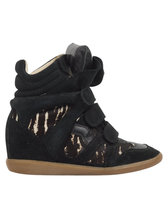 Isabel Marant Bekett Leather Wedge Sneakers Black & Multi