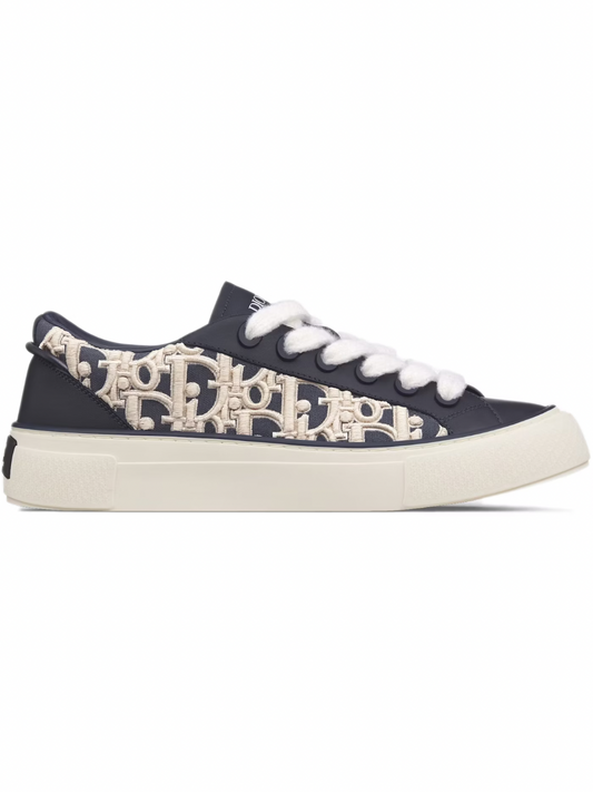 Dior B33 Navy Blue Smooth Calfskin Raised Embroidery
