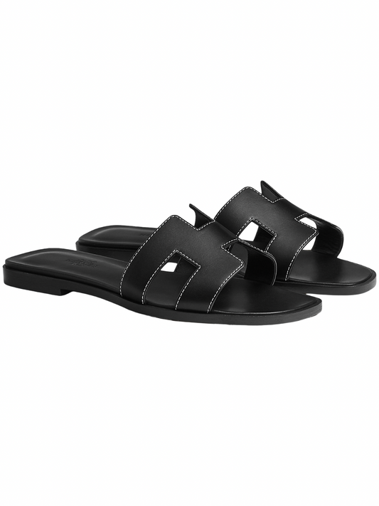 Hermes Oran Sandals Noir