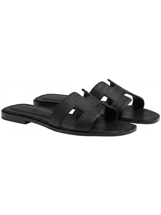 Hermes Oran Sandals Black