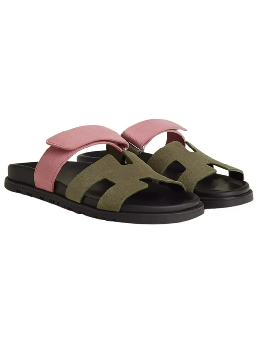 Hermes Chypre Sandals Pink Olive
