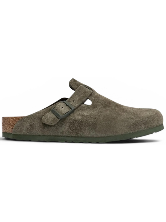 Birkenstock Boston Clogs Suede Leather Thyme