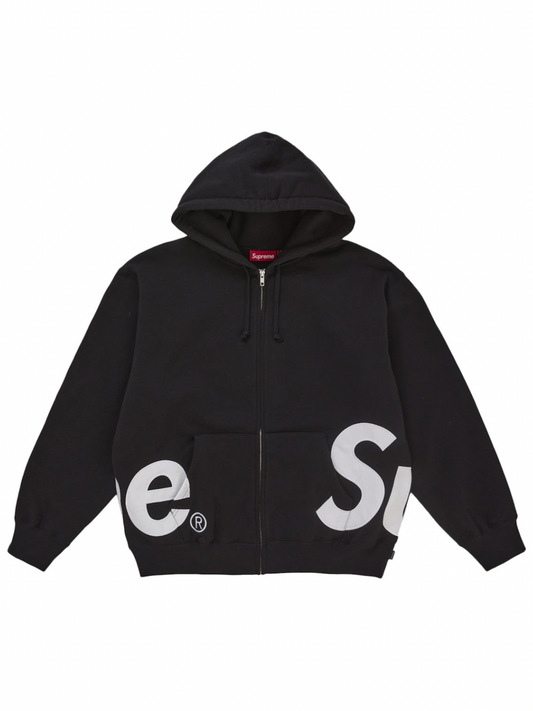 Supreme Big Logo Zip Up Hooded Sweatshirt Black