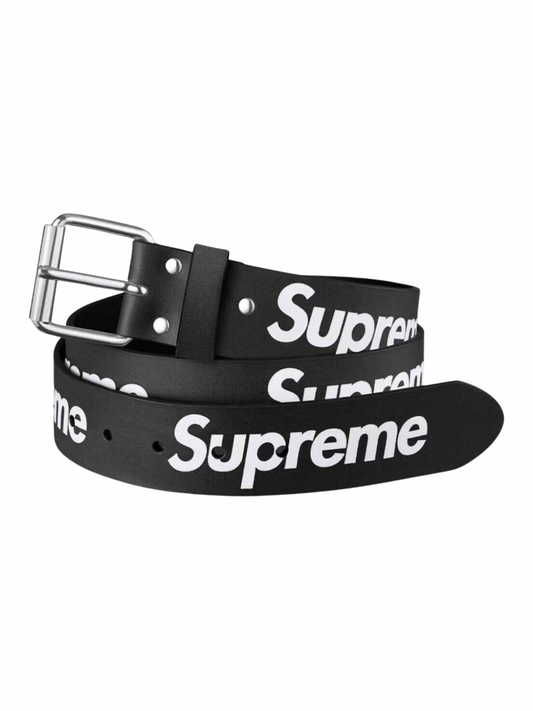 Supreme Repeat Leather Belt Black