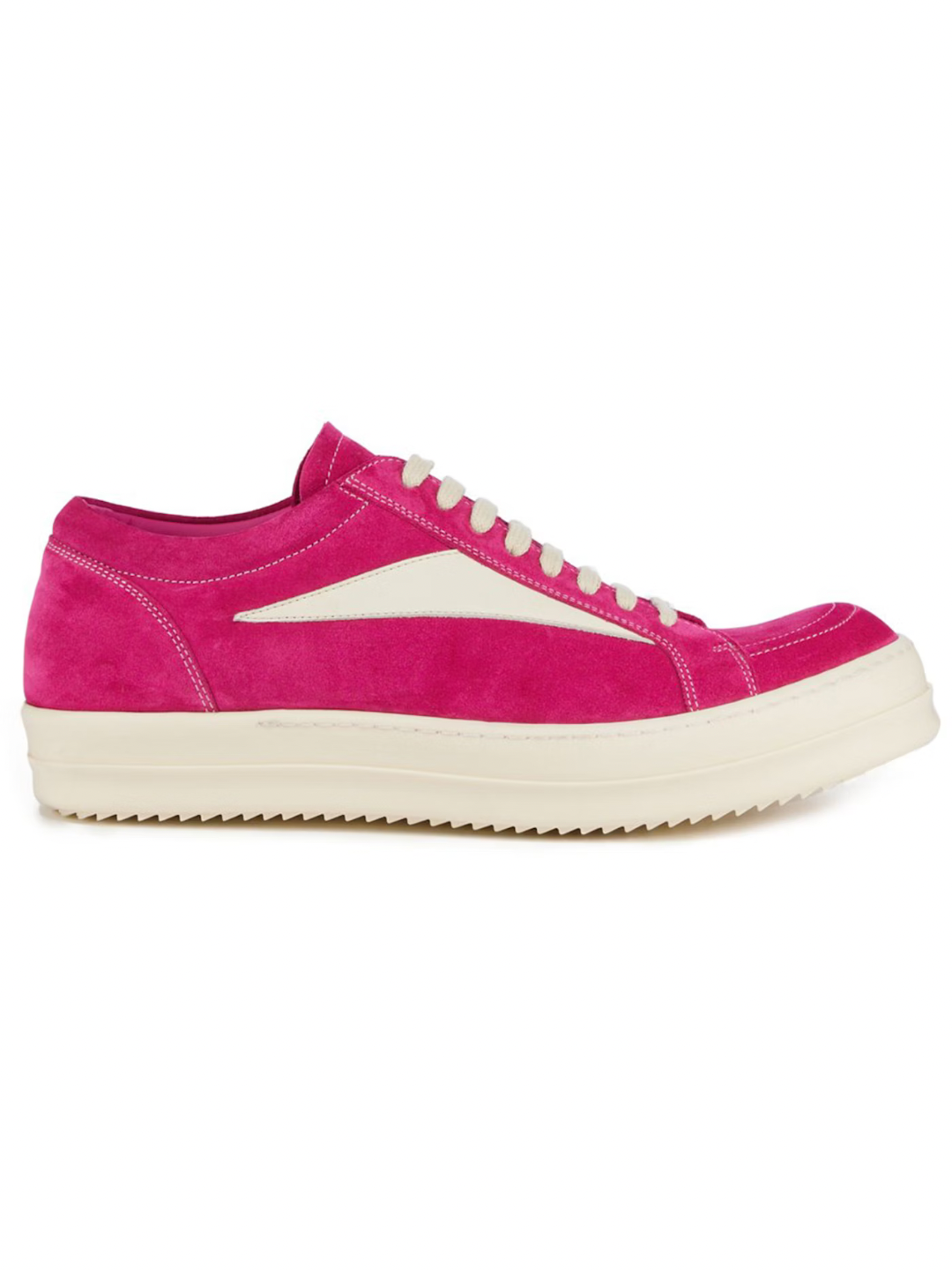 Rick Owens EDFU Vintage Sneaks Velour Suede Hot Pink Milk White