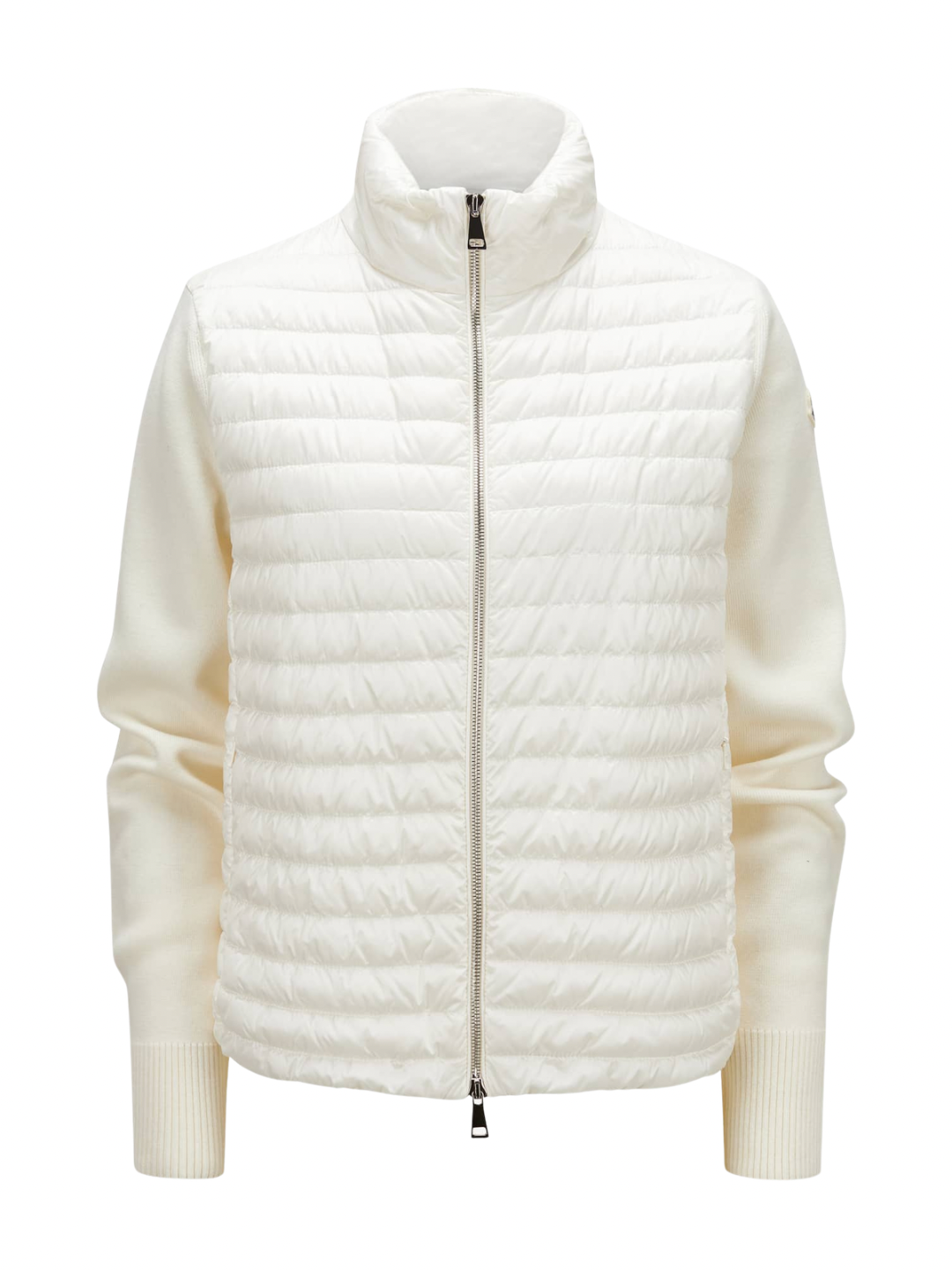 Moncler Knit-Sleeve Puffer Cardigan Beige