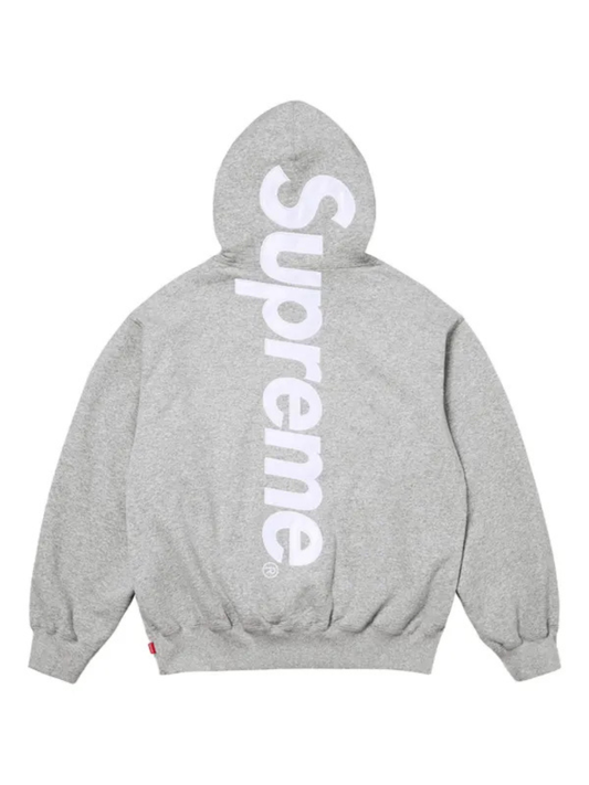 Supreme Satin Applique Hooded Sweatshirt Gray