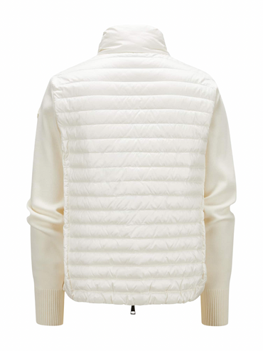 Moncler Knit-Sleeve Puffer Cardigan Beige