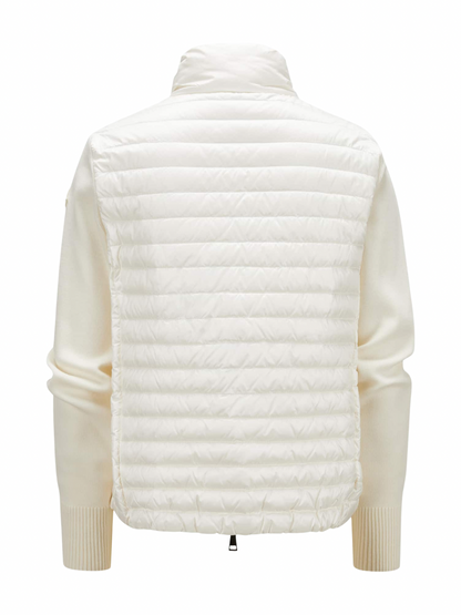 Moncler Knit-Sleeve Puffer Cardigan Beige
