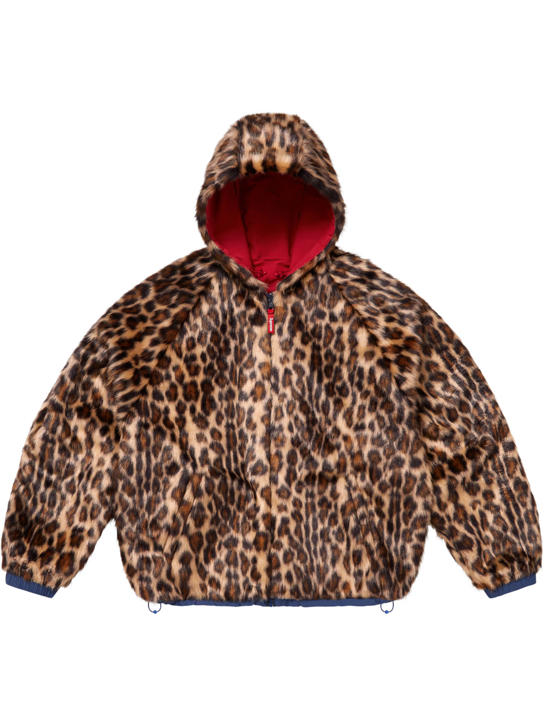 Supreme Faux Fur Reversible Hooded Track Jacket Red