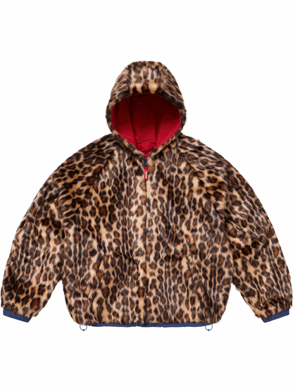 Supreme Faux Fur Reversible Hooded Track Jacket Red