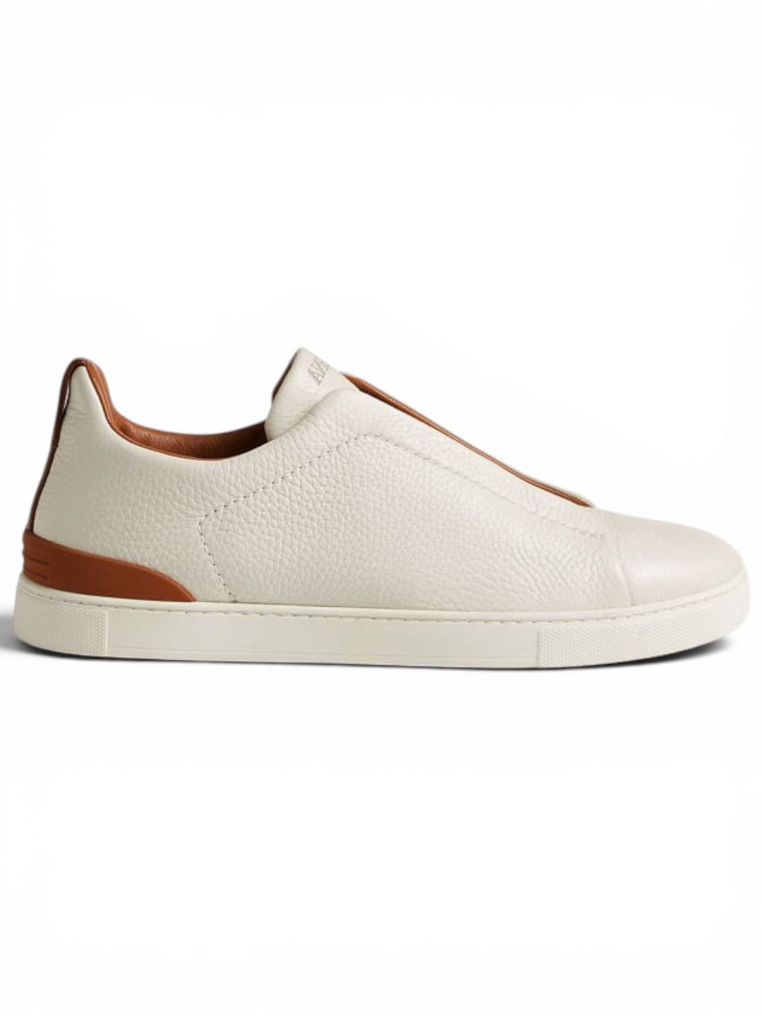 Zegna White Deerskin Triple Stitch Sneakers Off-White