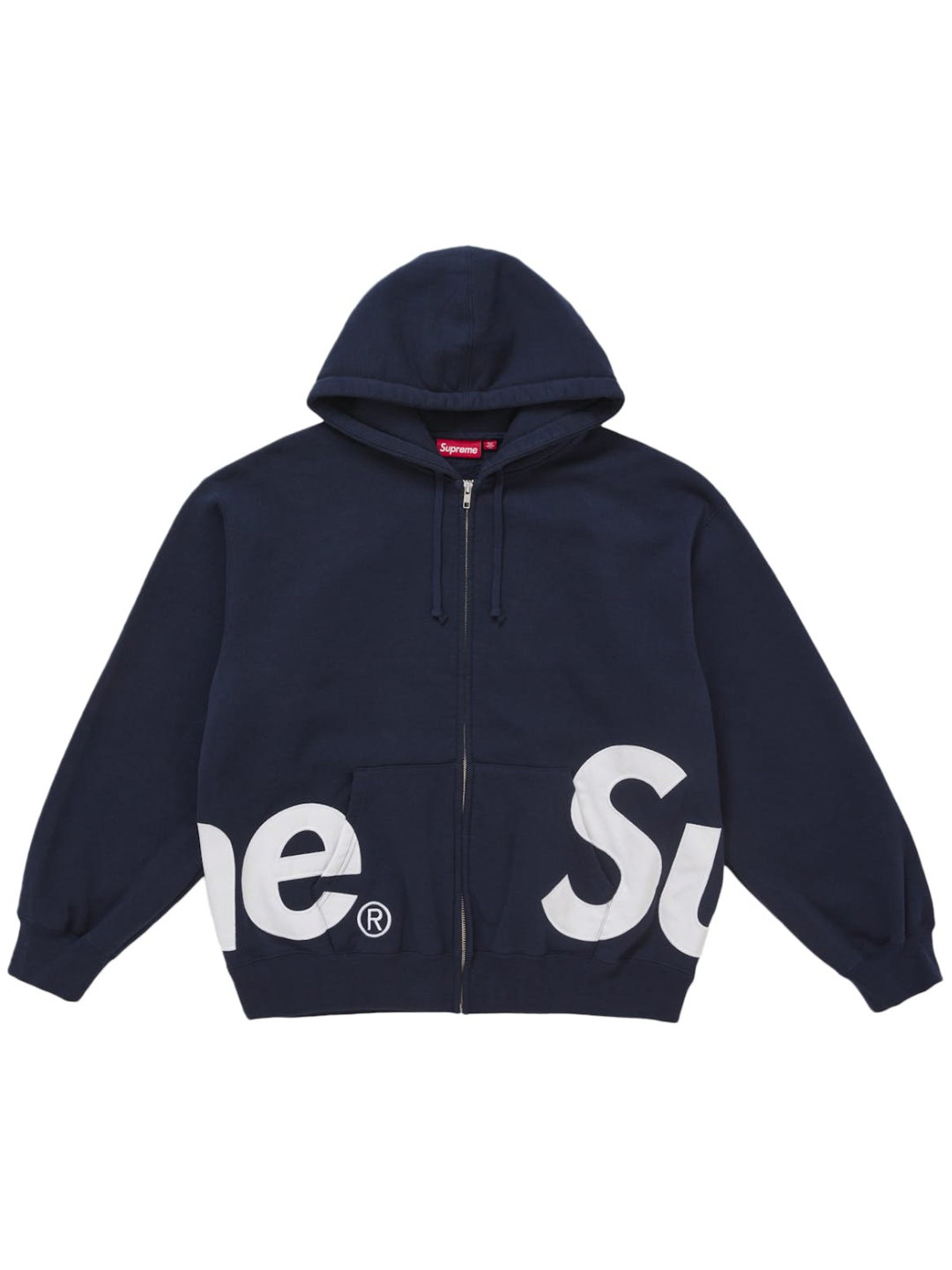 Supreme Big Logo Zip Up Hooded Sweatshirt Navy
