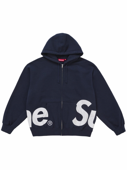 Supreme Big Logo Zip Up Hooded Sweatshirt Navy