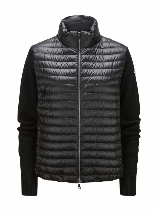 Moncler Knit-Sleeve Puffer Cardigan Black