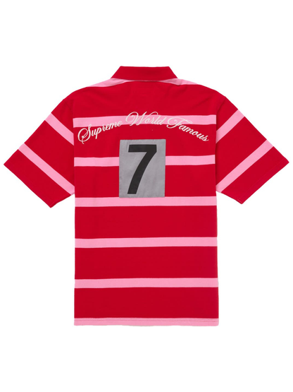 Supreme Cursive Polo Red Stripe