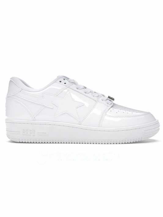 A Bathing Ape BAPE Sta Low Triple White Patent
