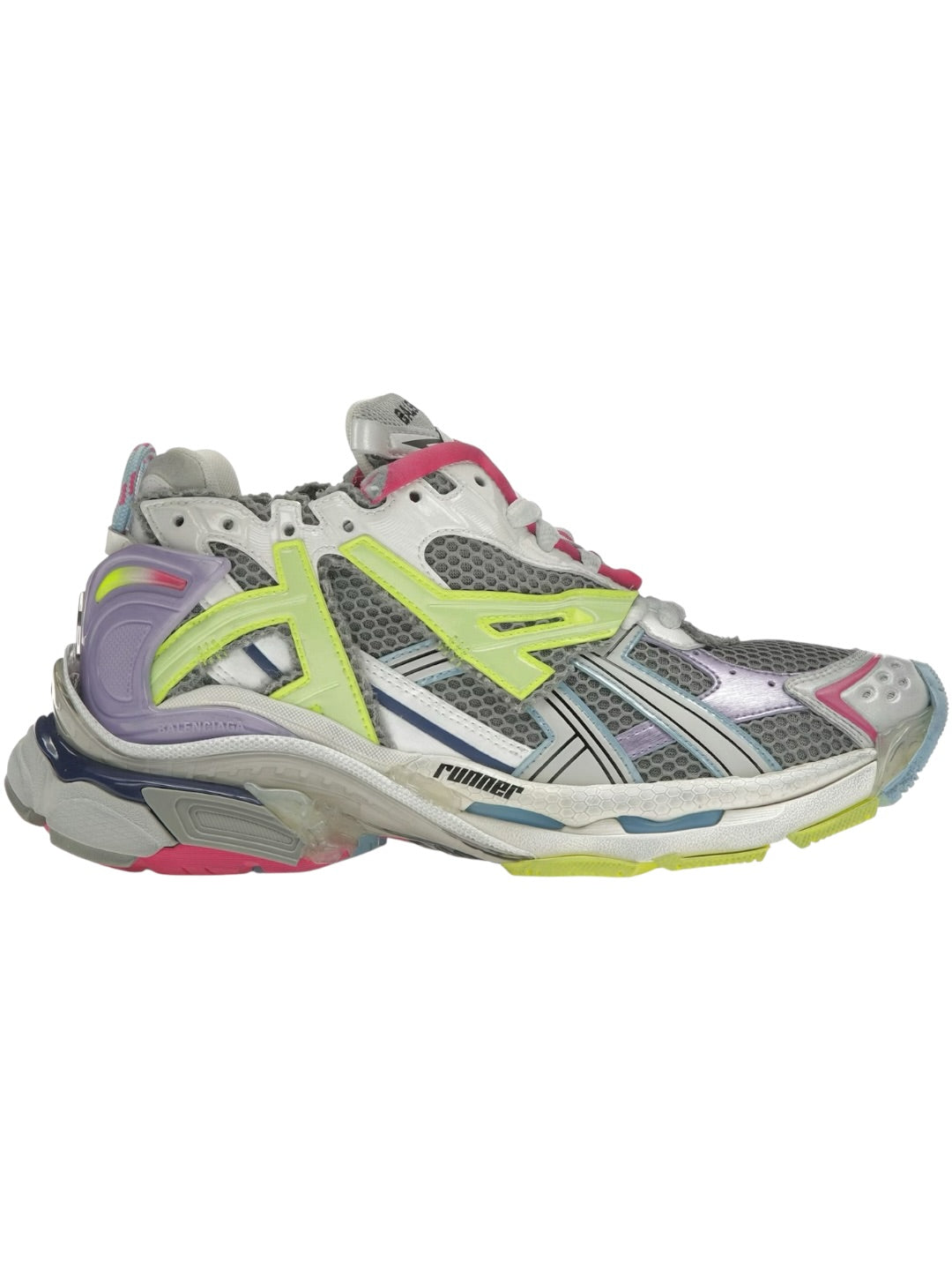 Balenciaga Runner Leather Free Grey Light Purple Neon Yellow White