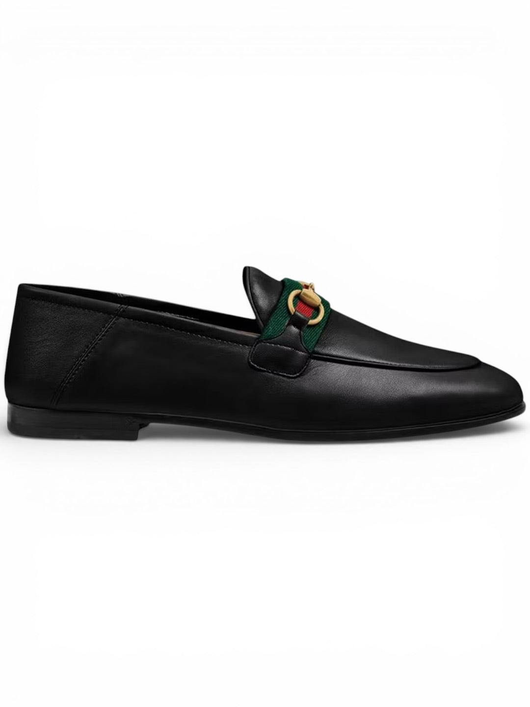 Gucci Slip On Loafers With Web Black Leather