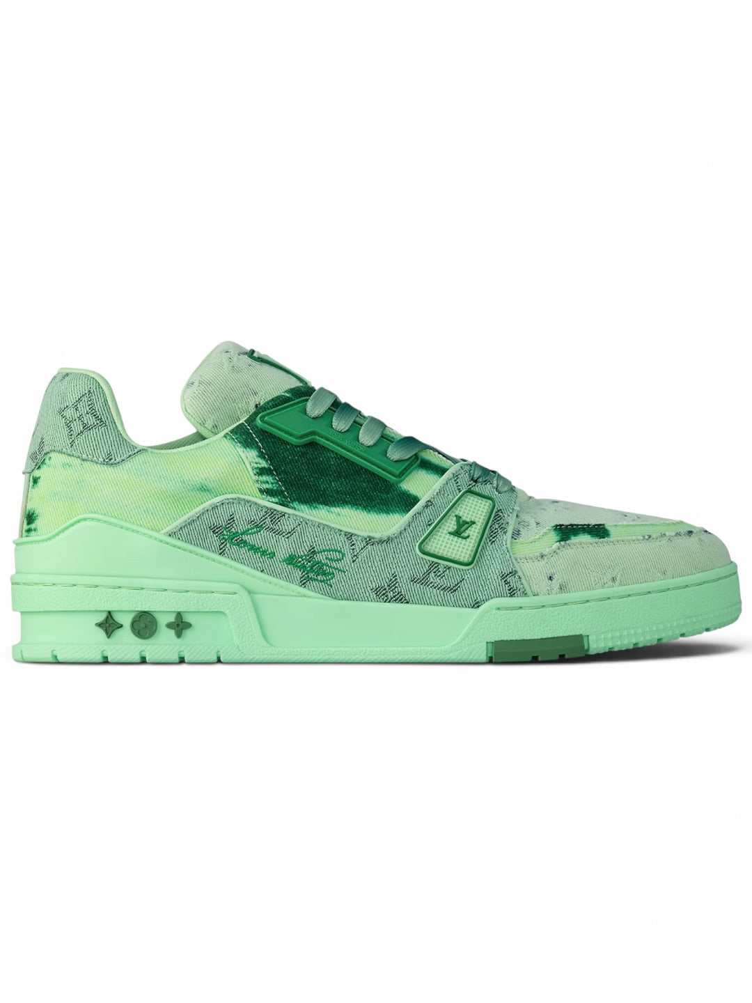 Louis Vuitton LV Denim Sneakers With Bleached Monogram Green