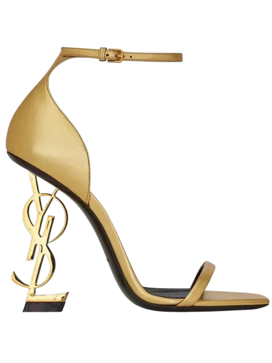 Yves Saint Laurent Opyum Gold Sandals Gold Heel