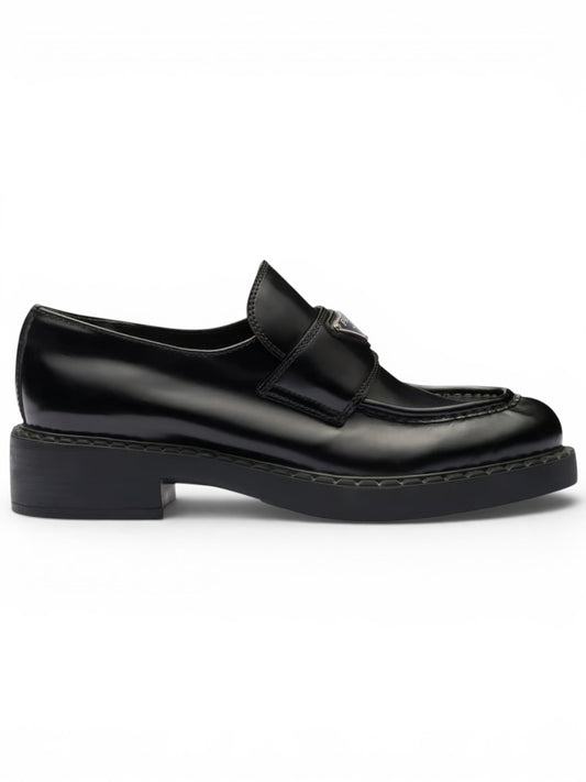 Prada 35mm Loafer Black Brushed Leather