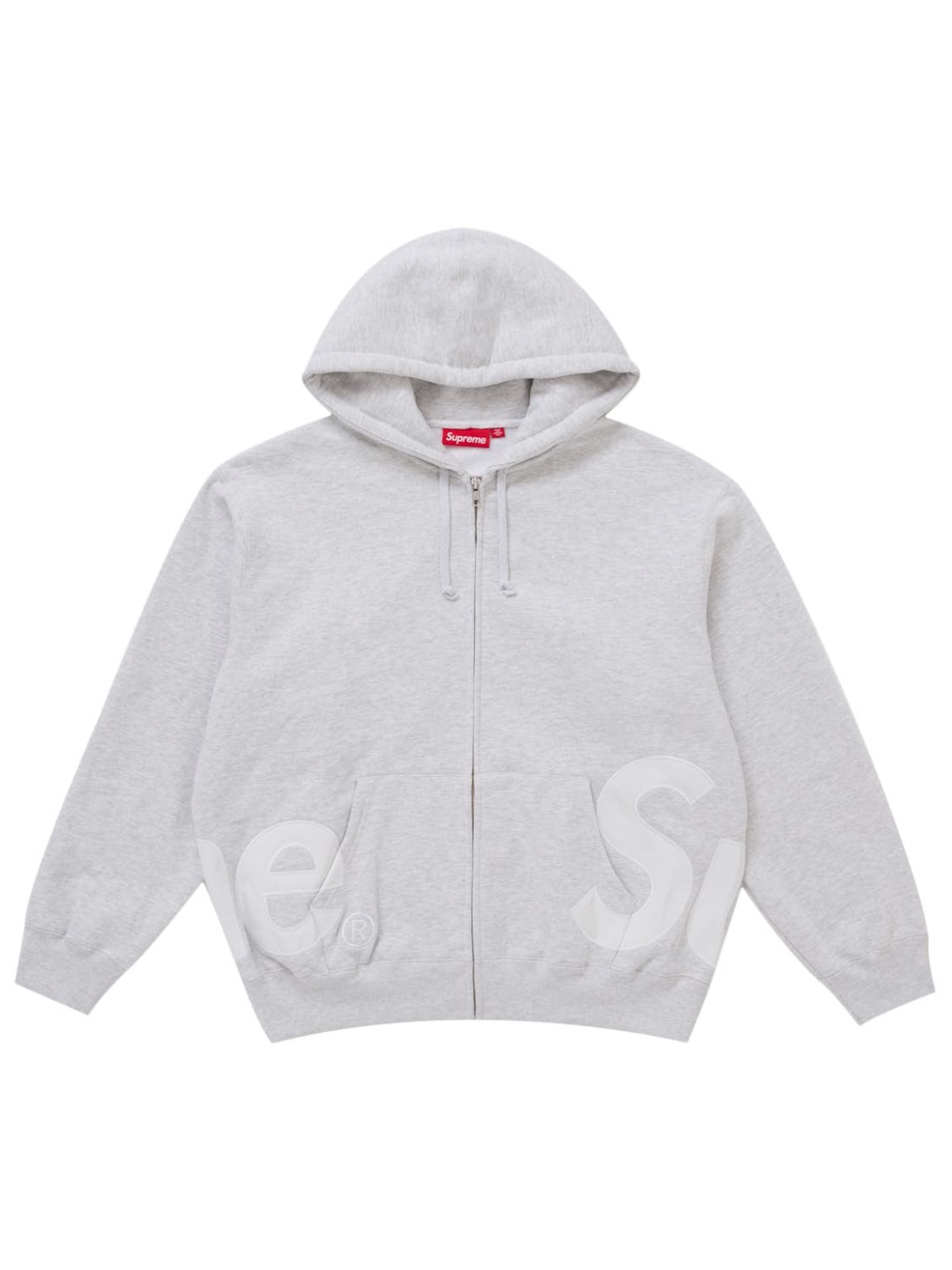 Supreme Big Logo Zip Up Hooded Sweatshirt Gray