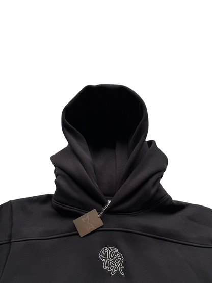 Mertra Double Hooded Hoodie Black