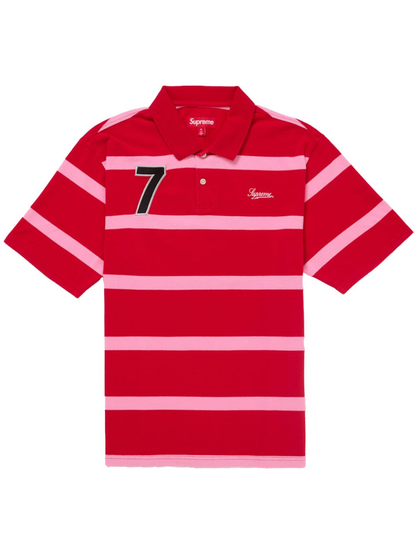 Supreme Cursive Polo Red Stripe